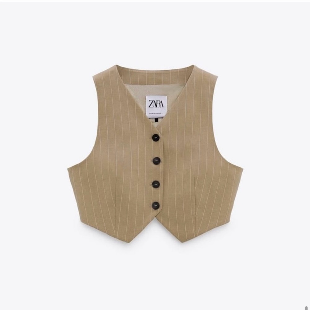 ZARA matching set | pinstripe crop vest and pleated skirt - Picture 10 of 12